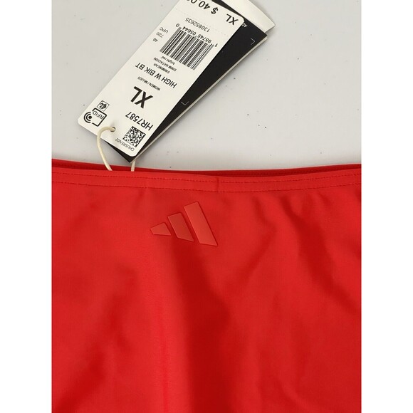 adidas High-Waist Bikini Bottom Swimwear Bright Red NWT Size XL - Picture 10 of 11